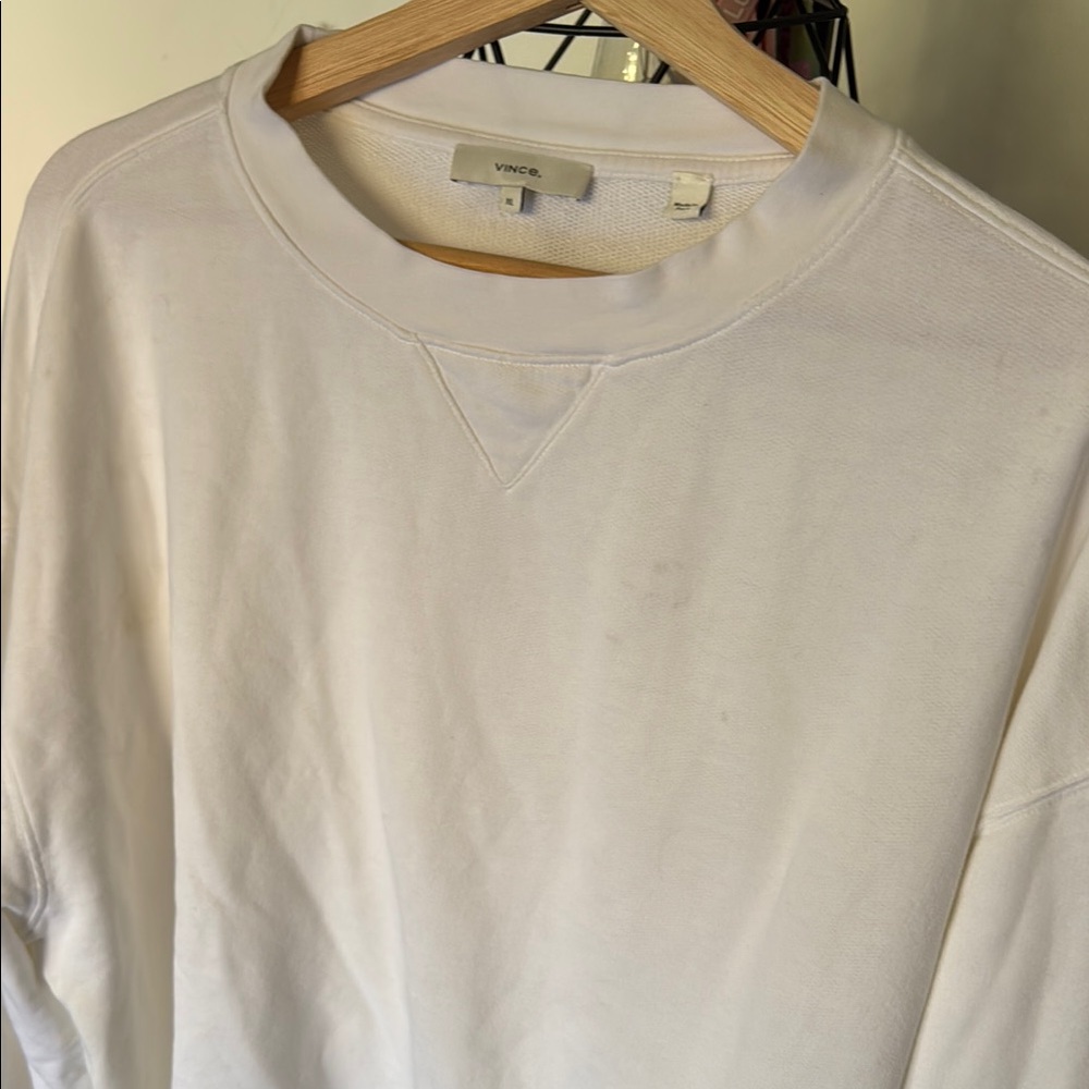 Vince White Crewneck Sweater Soft Minimal Design